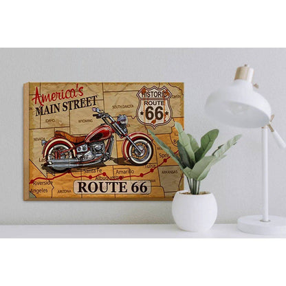 Holzschild Motorrad 40x30cm America`s main street route 66 Schild