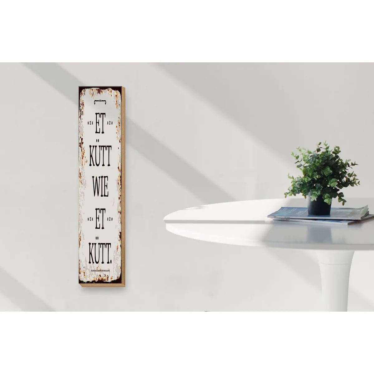 Holzschild Spruch 10x46cm Et Kütt wie et kütt kölscher Spruch Dekoration