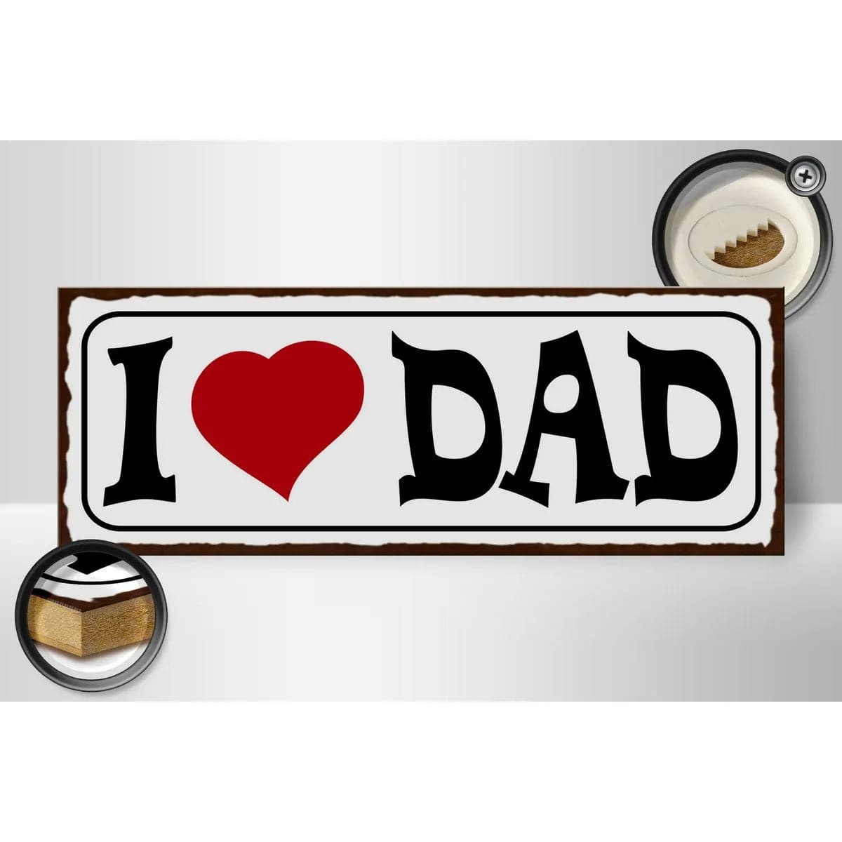 Holzschild Spruch 27x10cm I love Dad Papa Geschenk Deko