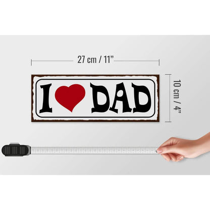 Holzschild Spruch 27x10cm I love Dad Papa Geschenk Deko