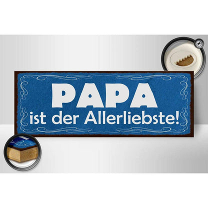 Holzschild Spruch 27x10cm Papa ist der Allerliebste Deko