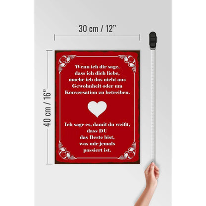 Holzschild Spruch 30x40cm wenn ich dir sage ich dich liebe