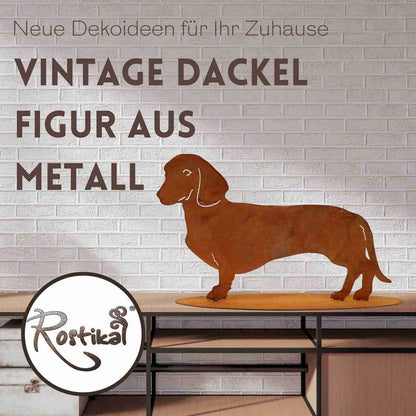 Hund | Edelrost Dackel Waldi | Tierfigur aus rostigen Metall