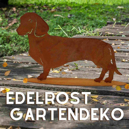 Hund | Edelrost Dackel Waldi | Tierfigur aus rostigen Metall