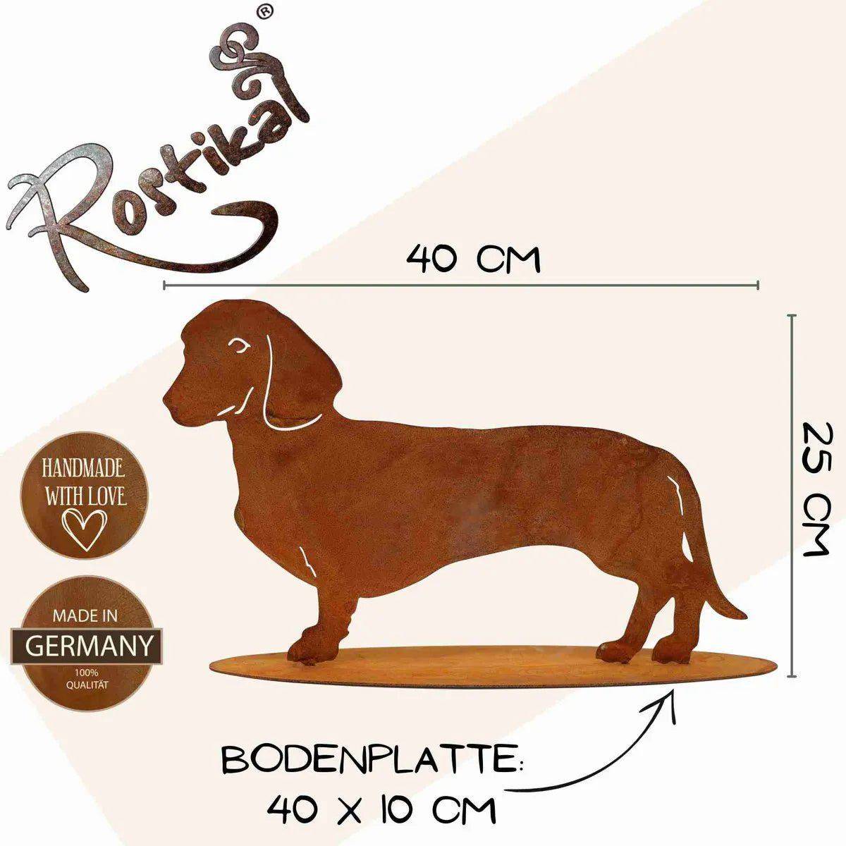 Hund | Edelrost Dackel Waldi | Tierfigur aus rostigen Metall