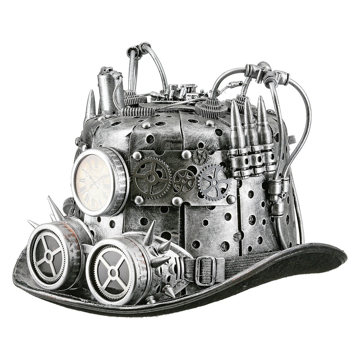 Hut-Zylinder Steampunk, silberfarben H.21 cm • Skulptur • Wohndeko