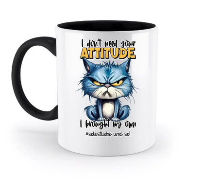 Ich brauche deine Meinung nicht - ich habe meine eigene • Katze • zweifarbige Tasse • Exklusivdesign • personalisiert