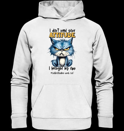 Ich brauche deine Meinung nicht - ich habe meine eigene • Katze • Unisex Premium Hoodie XS-5XL aus Bio-Baumwolle für Damen & Herren • Exklusivdesign • personalisiert