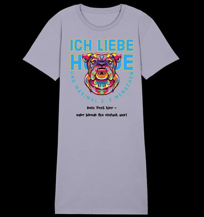 Ich liebe Hunde und 2-3 Menschen • 4 Versionen • Ladies Premium T-Shirt Kleid aus Bio-Baumwolle S-2XL • Exklusivdesign • personalisiert