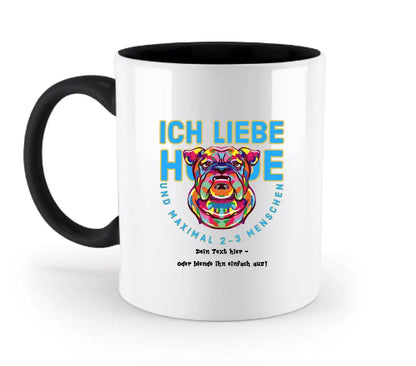 Ich liebe Hunde und 2-3 Menschen • zweifarbige Tasse • Exklusivdesign • personalisiert