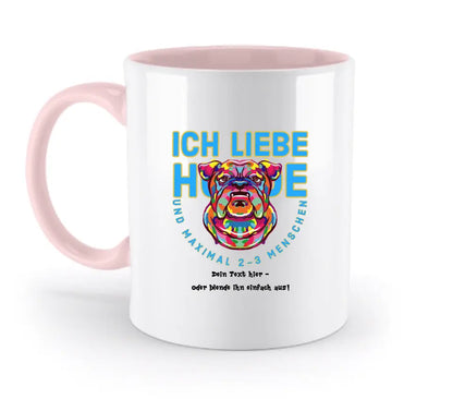 Ich liebe Hunde und 2-3 Menschen • zweifarbige Tasse • Exklusivdesign • personalisiert