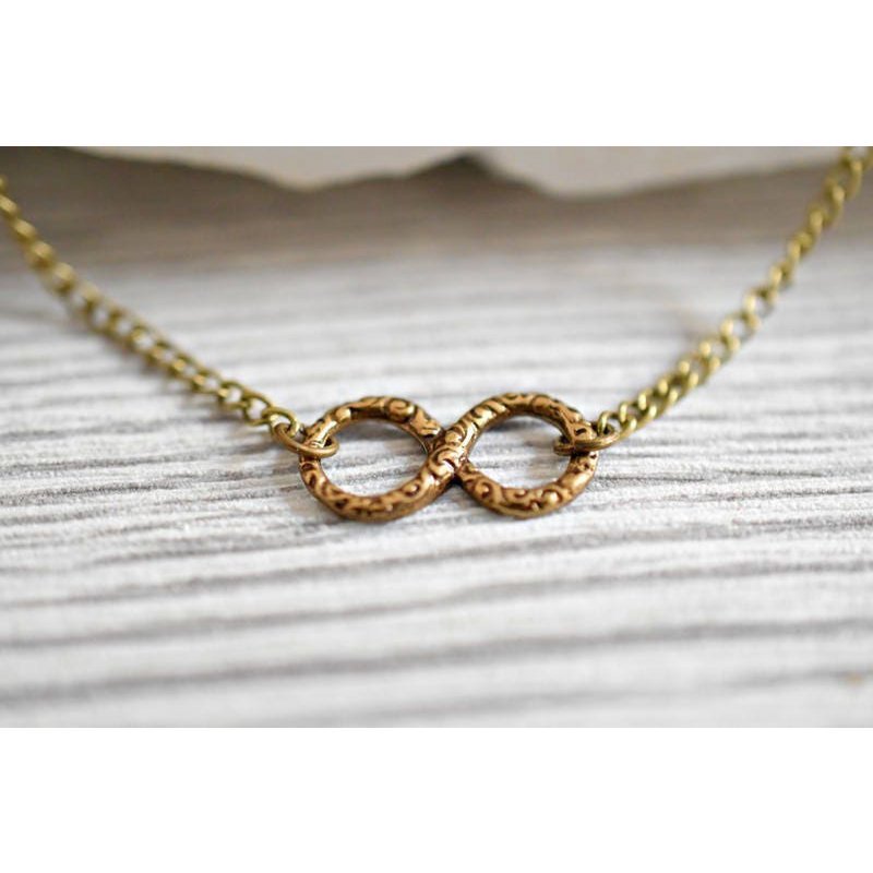 Infinity Kette - Bronze Filigraner Unendlichkeit Ewigkeit Schmuck Vintage Stil Schmuck - VIK-98