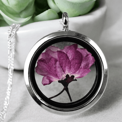 Japanische Kirschblüte Medaillon - 925 Sterling Silber Kette Sakura Kirschblütenanhänger - K925-79