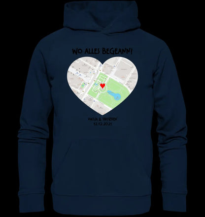 Karten-Generator mit echtem Ort und deinem Text • Karte • Maps • Unisex Premium Hoodie XS-5XL aus Bio-Baumwolle für Damen & Herren • Exklusivdesign • personalisiert