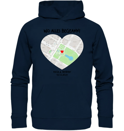 Karten-Generator mit echtem Ort und deinem Text • Karte • Maps • Unisex Premium Hoodie XS-5XL aus Bio-Baumwolle für Damen & Herren • Exklusivdesign • personalisiert