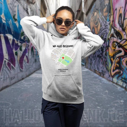 Karten-Generator mit echtem Ort und deinem Text • Karte • Maps • Unisex Premium Hoodie XS-5XL aus Bio-Baumwolle für Damen & Herren • Exklusivdesign • personalisiert