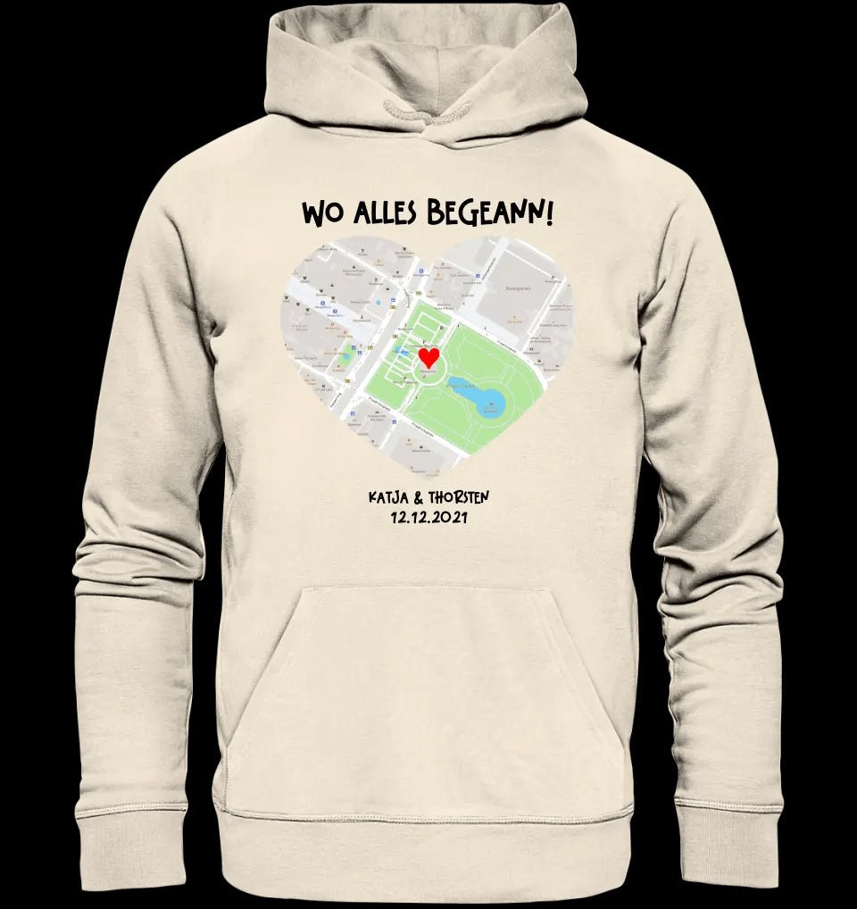 Karten-Generator mit echtem Ort und deinem Text • Karte • Maps • Unisex Premium Hoodie XS-5XL aus Bio-Baumwolle für Damen & Herren • Exklusivdesign • personalisiert