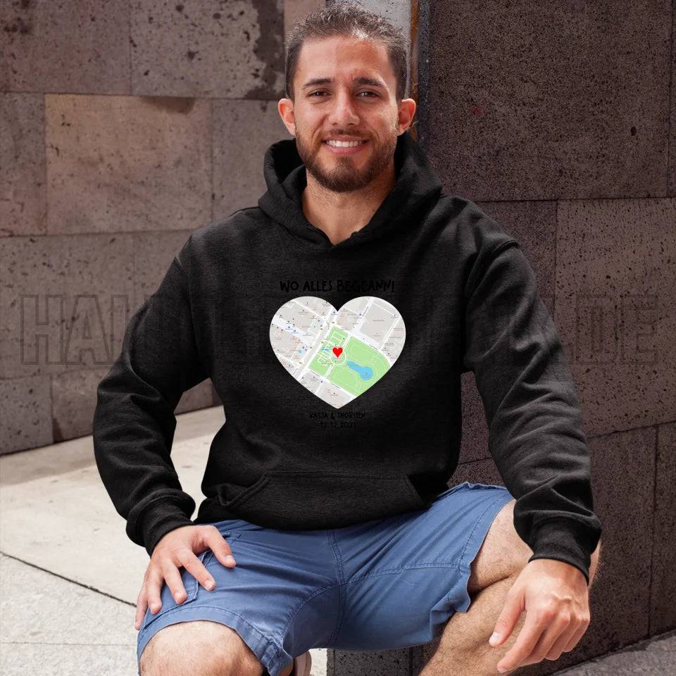 Karten-Generator mit echtem Ort und deinem Text • Karte • Maps • Unisex Premium Hoodie XS-5XL aus Bio-Baumwolle für Damen & Herren • Exklusivdesign • personalisiert