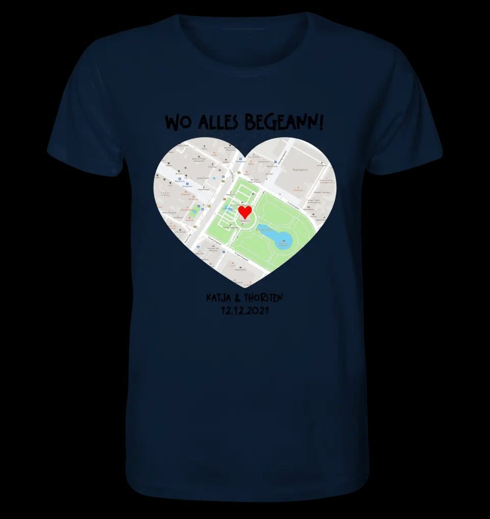 Karten-Generator mit echtem Ort und deinem Text • Karte • Maps • Unisex Premium T-Shirt XS-5XL aus Bio-Baumwolle für Damen & Herren • Exklusivdesign • personalisiert