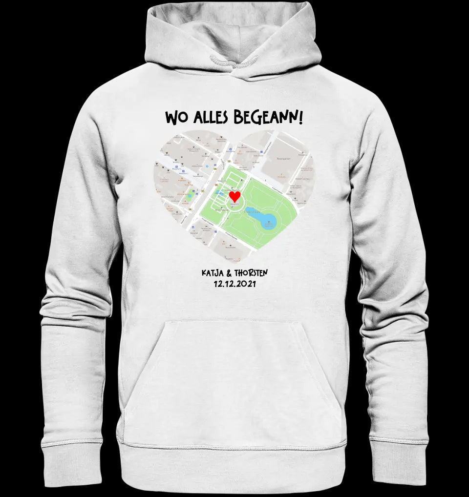 Karten-Generator mit echtem Ort und deinem Text • Karte • Maps • Unisex Premium Hoodie XS-5XL aus Bio-Baumwolle für Damen & Herren • Exklusivdesign • personalisiert