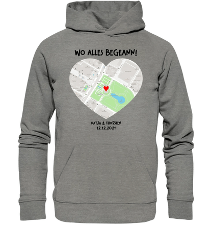 Karten-Generator mit echtem Ort und deinem Text • Karte • Maps • Unisex Premium Hoodie XS-5XL aus Bio-Baumwolle für Damen & Herren • Exklusivdesign • personalisiert