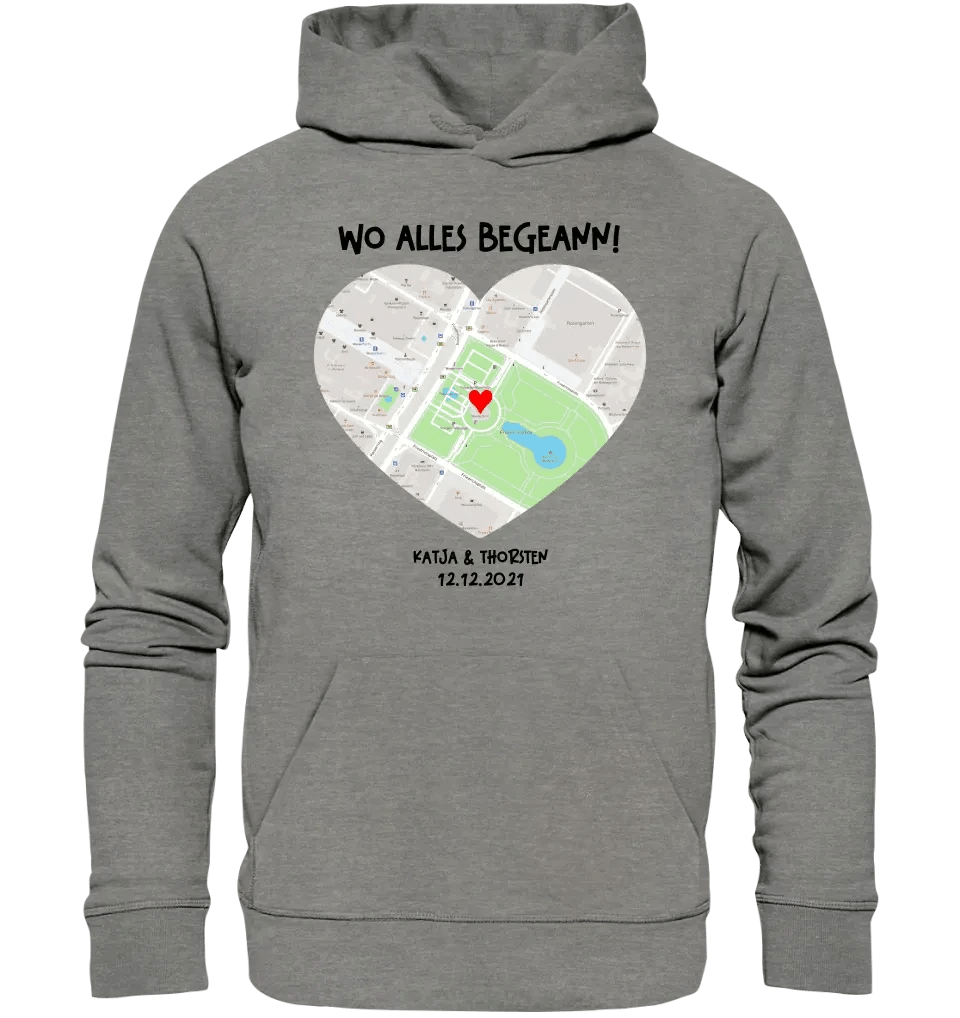 Karten-Generator mit echtem Ort und deinem Text • Karte • Maps • Unisex Premium Hoodie XS-5XL aus Bio-Baumwolle für Damen & Herren • Exklusivdesign • personalisiert