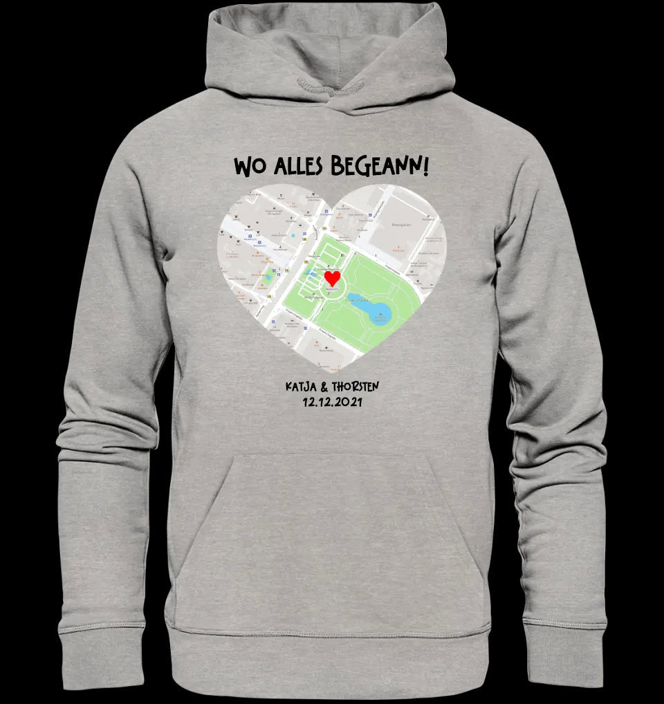 Karten-Generator mit echtem Ort und deinem Text • Karte • Maps • Unisex Premium Hoodie XS-5XL aus Bio-Baumwolle für Damen & Herren • Exklusivdesign • personalisiert