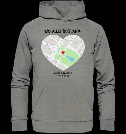 Karten-Generator mit echtem Ort und deinem Text • Karte • Maps • Unisex Premium Hoodie XS-5XL aus Bio-Baumwolle für Damen & Herren • Exklusivdesign • personalisiert