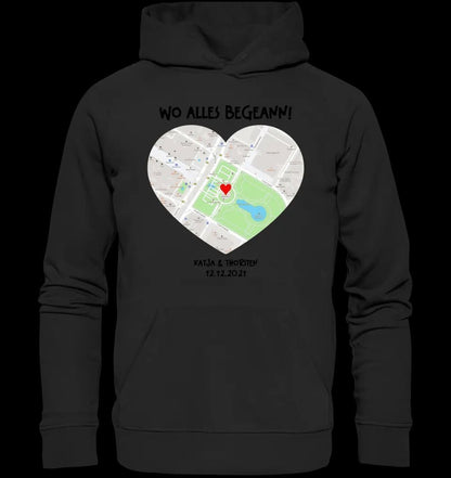 Karten-Generator mit echtem Ort und deinem Text • Karte • Maps • Unisex Premium Hoodie XS-5XL aus Bio-Baumwolle für Damen & Herren • Exklusivdesign • personalisiert