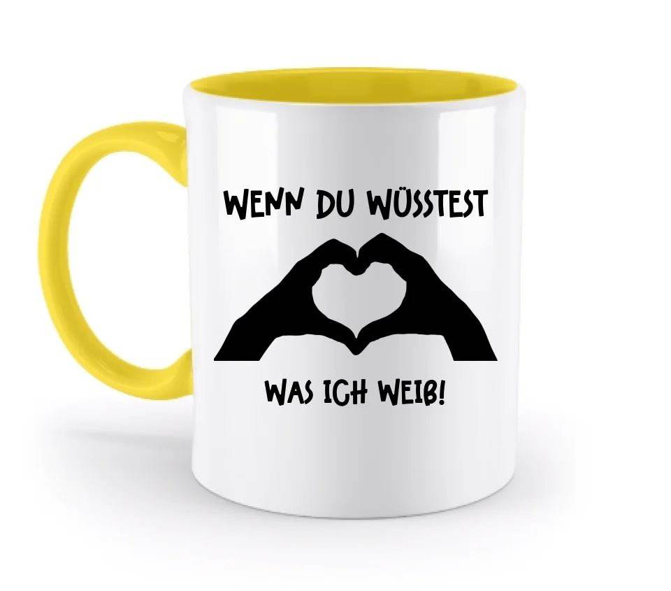 Keine Frage, ich liebe Dich auch! • Hände • personalisierter Text • zweifarbige Tasse 330ml mit farbigem Innendruck spülmaschinengeeignet