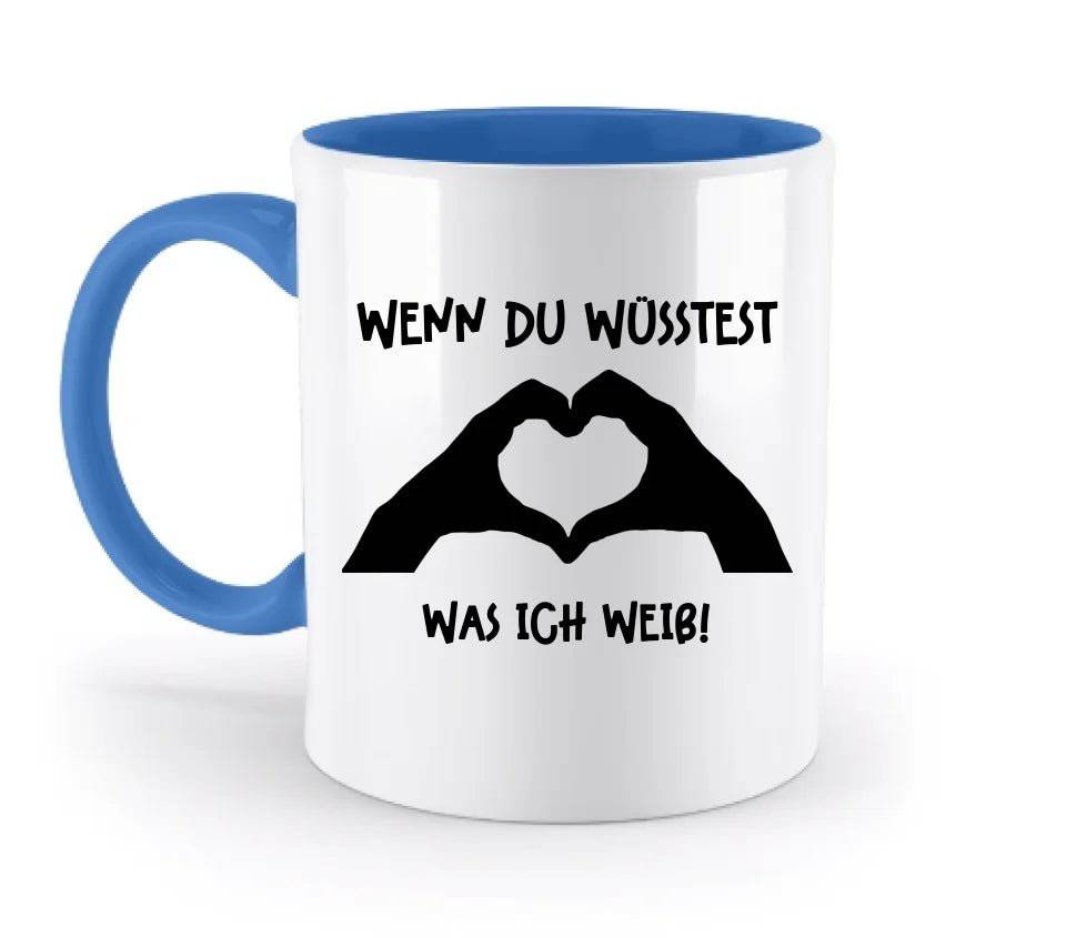 Keine Frage, ich liebe Dich auch! • Hände • personalisierter Text • zweifarbige Tasse 330ml mit farbigem Innendruck spülmaschinengeeignet