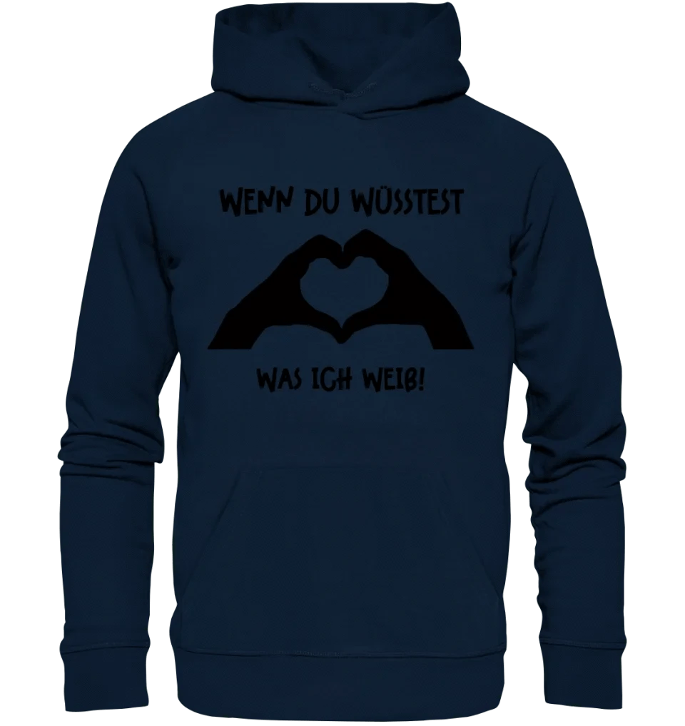 Keine Frage, ich liebe Dich auch! • Hände • personalisierter Text • Unisex Premium Hoodie XS-5XL aus Bio-Baumwolle für Damen & Herren • Exklusivdesign • personalisiert