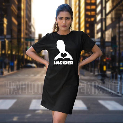 Keine Frage, ich liebe Dich auch! • Insider White • personalisierter Text • Ladies Premium T-Shirt Kleid aus Bio-Baumwolle S-2XL • Exklusivdesign • personalisiert