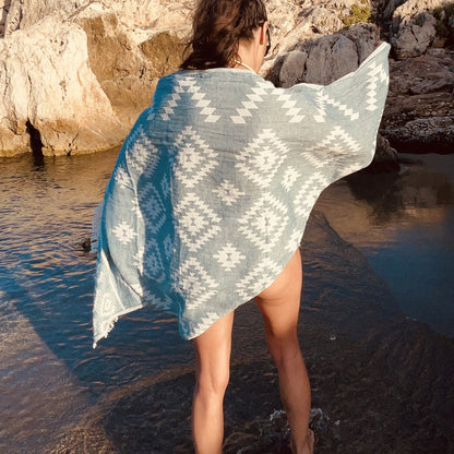 Kilim Pastel Green Handwoven • türkisches Handtuch / Hamamtuch