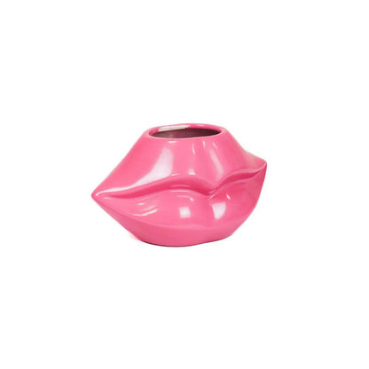 LIPS VASE: Topf - Lippe - Keramik - Neonrosa - 21x19x11cm • außergewöhnliche Dekoartikel