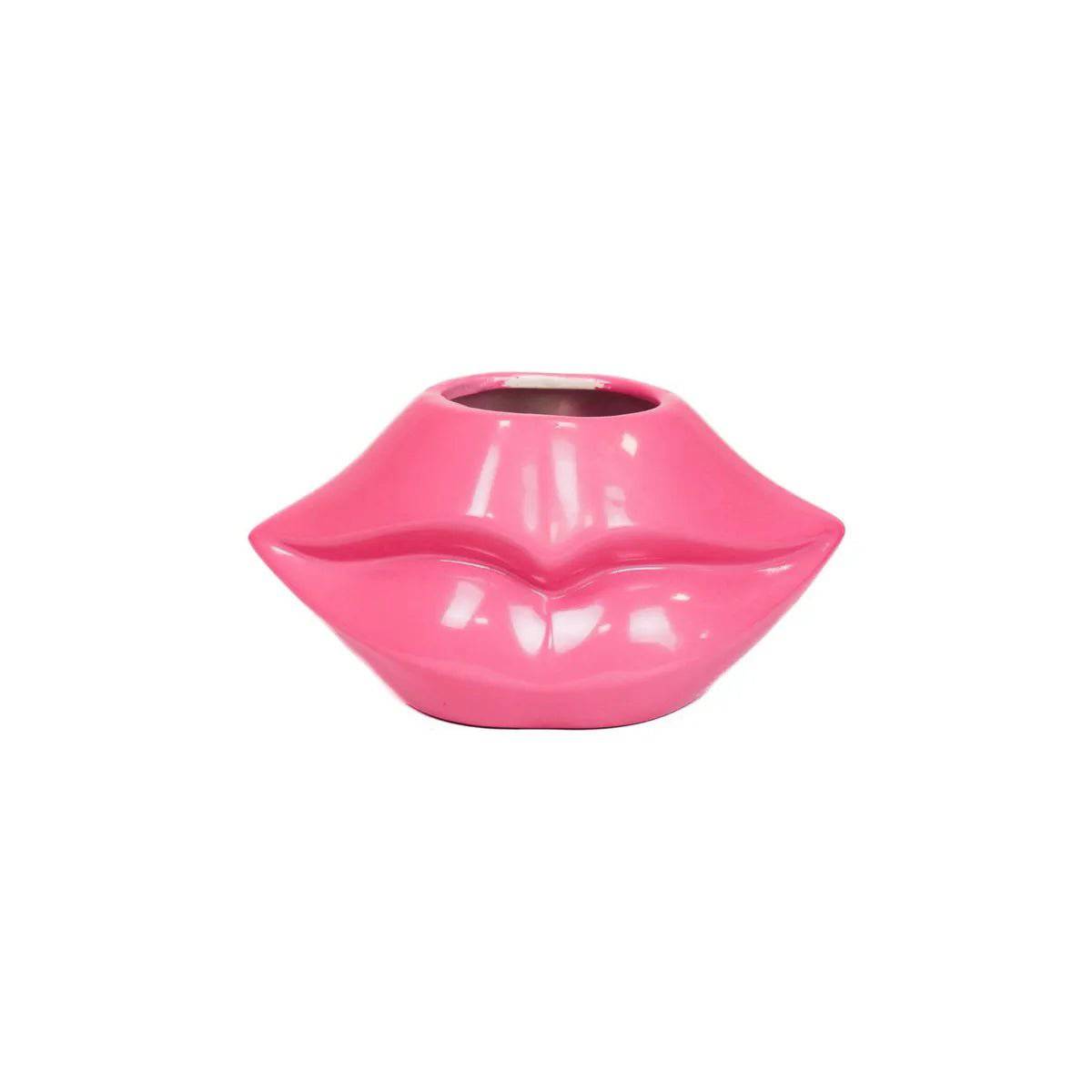 LIPS VASE: Topf - Lippe - Keramik - Neonrosa - 21x19x11cm • außergewöhnliche Dekoartikel