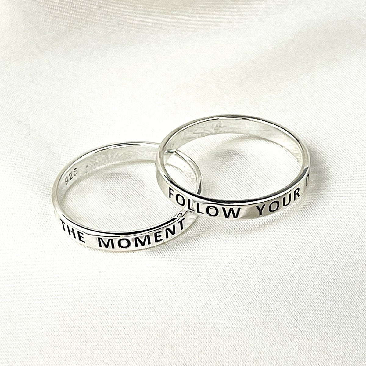 LIVE IN THE MOMENT Ring - 925 Sterling Silber Gravur Stempel Fingerring RG925-50