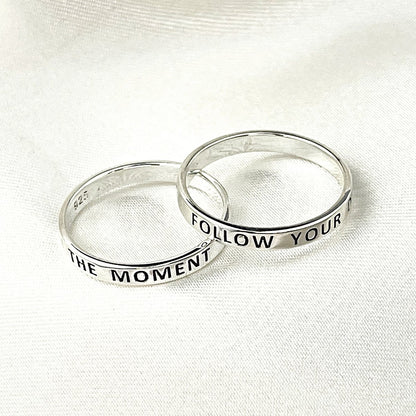 LIVE IN THE MOMENT Ring - 925 Sterling Silber Gravur Stempel Fingerring RG925-50