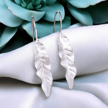 Lange Blätter Ohrringe - 925 Sterling Silber Ohrhänger - Eleganter Naturschmuck - OHR925-122