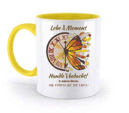 Lebe den Moment • zweifarbige Tasse • Exklusivdesign • personalisiert