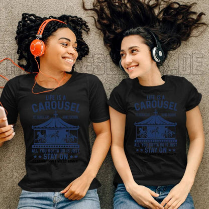 Life is a carousel • Ladies Premium T-Shirt XS-2XL aus Bio-Baumwolle für Damen • Exklusivdesign • personalisiert