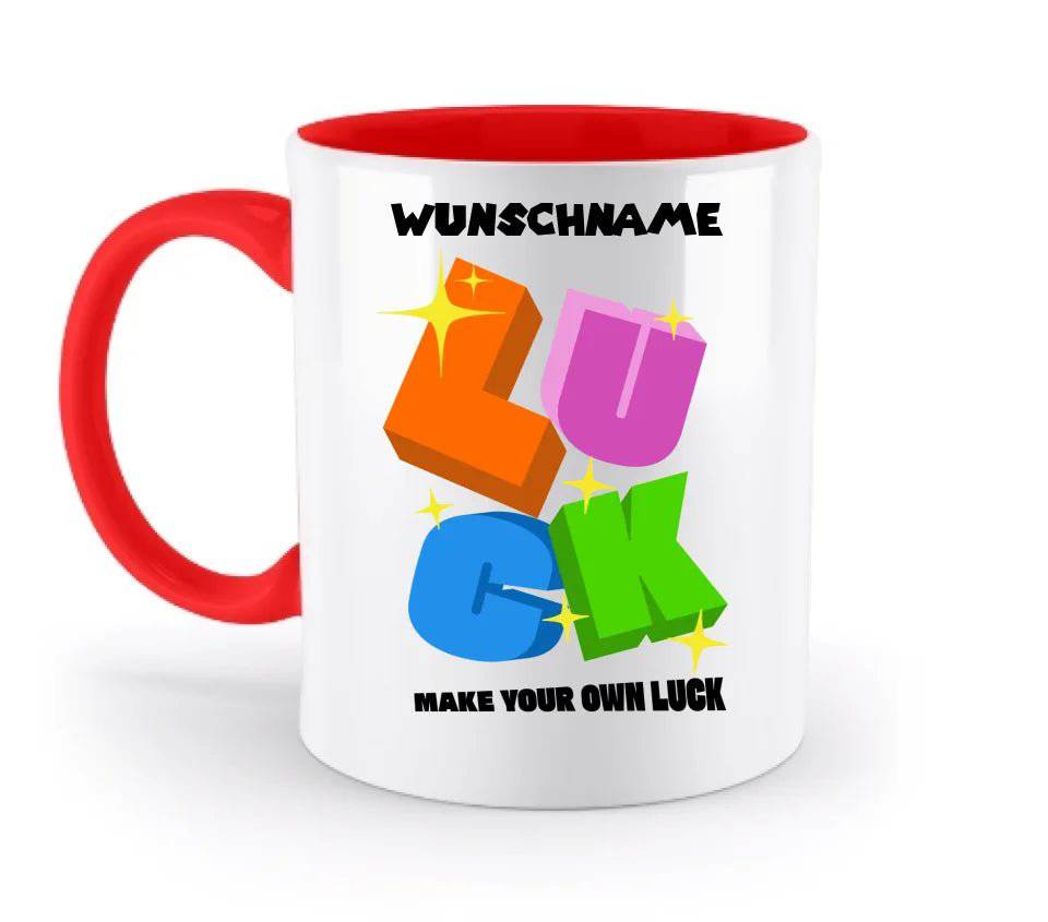 Luck + dein Name • zweifarbige Tasse spülmaschinengeeignet • Exklusivdesign • personalisiert