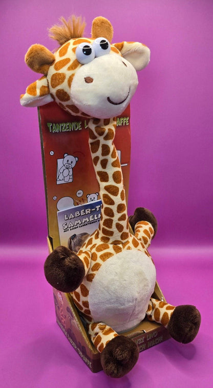 Lustige Laber-Giraffe GERTRUD, die alles nachplappert • tanzender Hals • inkl. Batterien • 9x30 cm • Labertiere