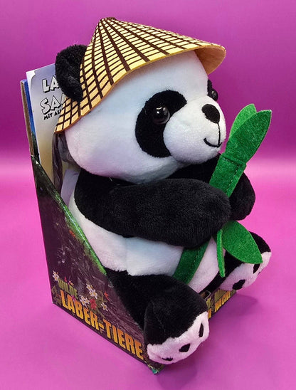 Lustiger Laber-Panda BAO BAO, der alles nachplappert • inkl. Hut und Bambus • 14,5x12x18 cm • Labertiere