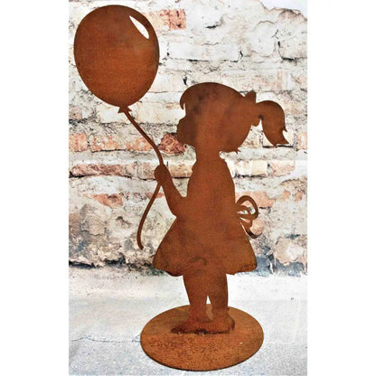 Mädchen mit Luftballon | Figur aus Metall Rost Edelrost | originelle Geschenkidee