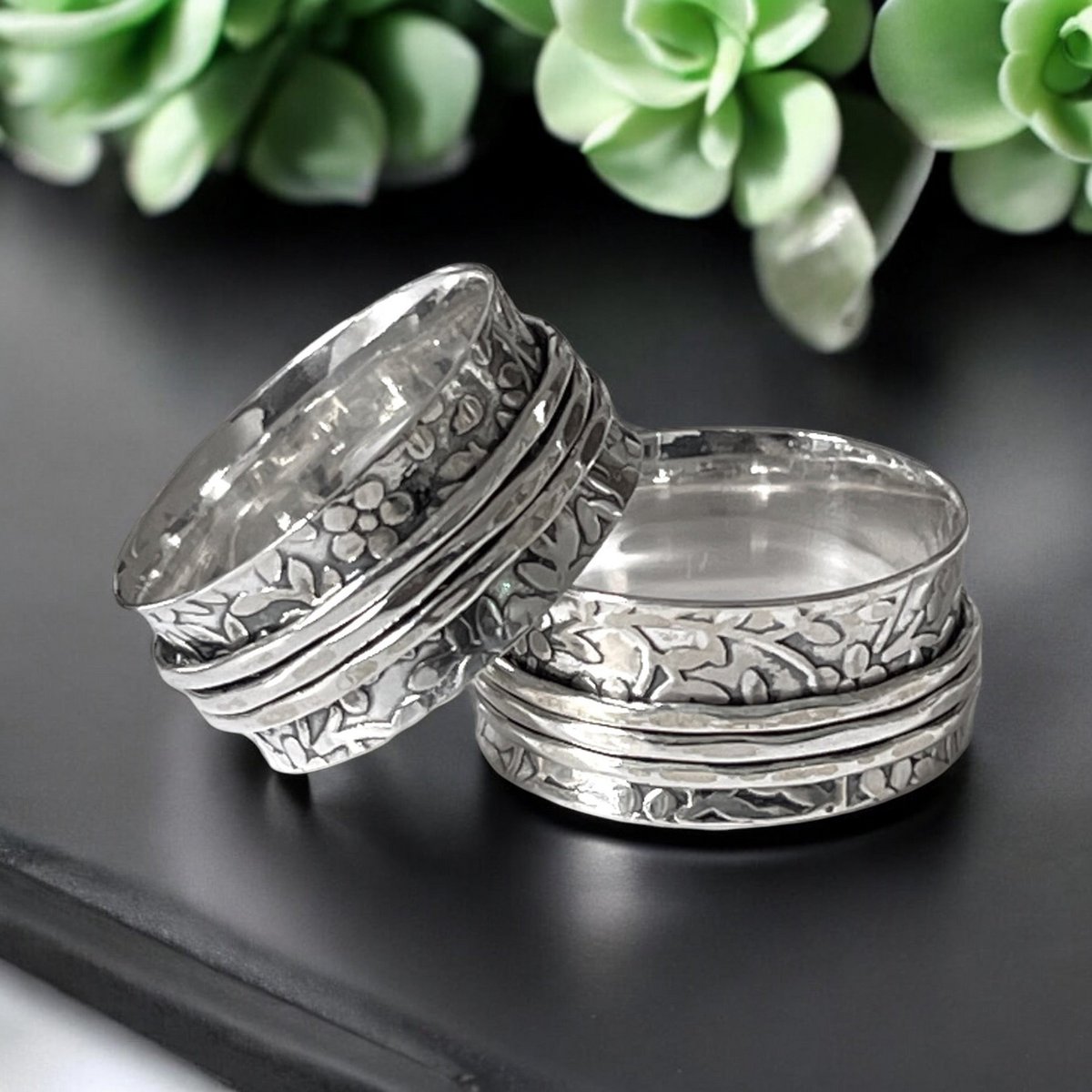 Meditationsring Drehring - 925 Sterling Silber - RG925-18