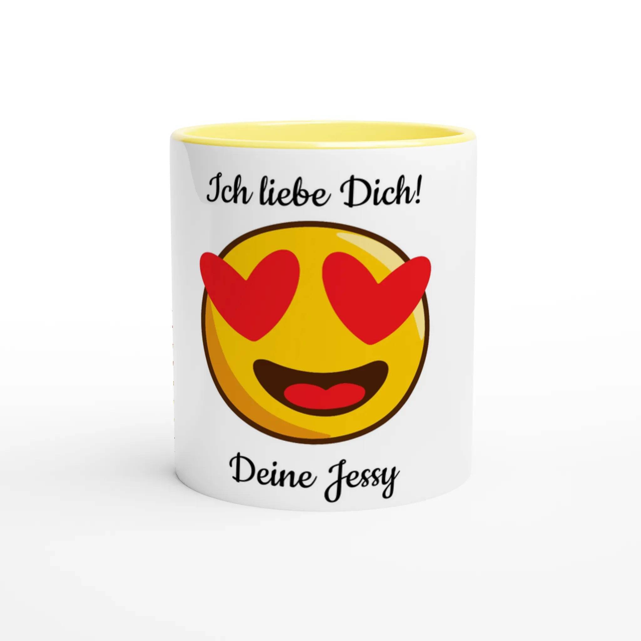 Mit 3D-Vorschau: Love Emoticon Herz • personalisierbar • zweifarbige Tasse • spülmaschinengeeignet