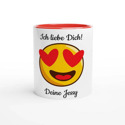 Mit 3D-Vorschau: Love Emoticon Herz • personalisierbar • zweifarbige Tasse • spülmaschinengeeignet