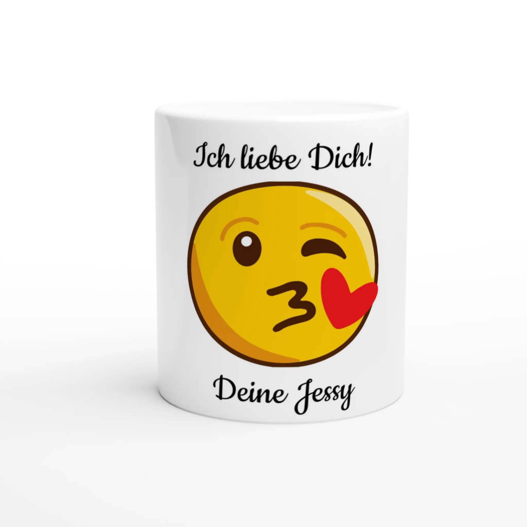 Mit 3D-Vorschau: Love Emoticon Herz • personalisierbar • zweifarbige Tasse • spülmaschinengeeignet