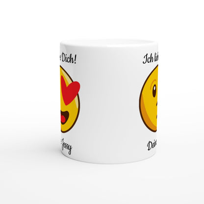 Mit 3D-Vorschau: Love Emoticon Herz • personalisierbar • zweifarbige Tasse • spülmaschinengeeignet